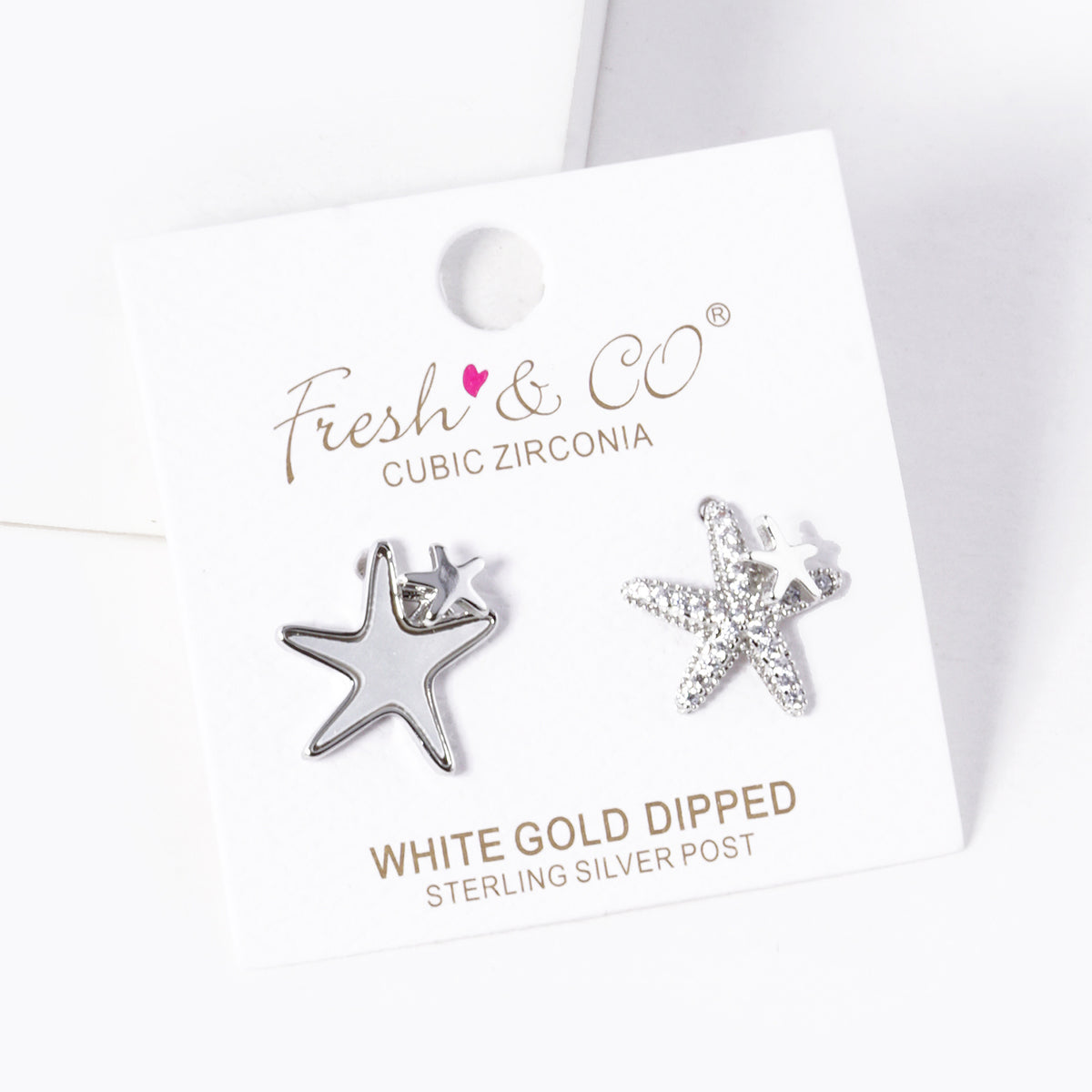 Star Outline Stud Earrings | BE330 — BE330-RWH.JPG