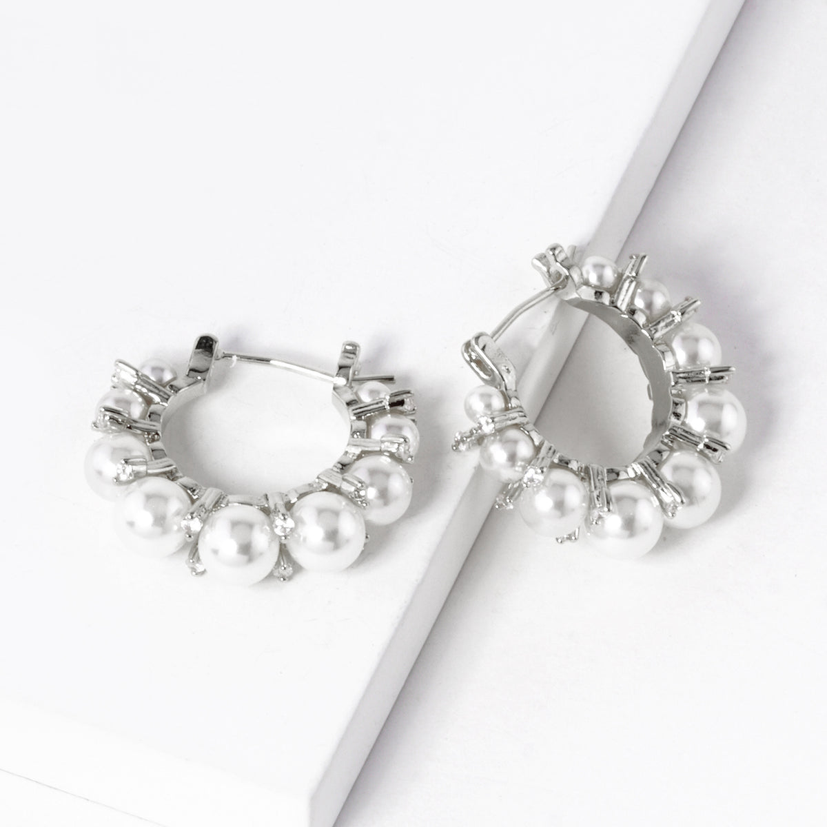 Beaded Fringe Hoop Earrings | BE332 — BE332RWH.JPG