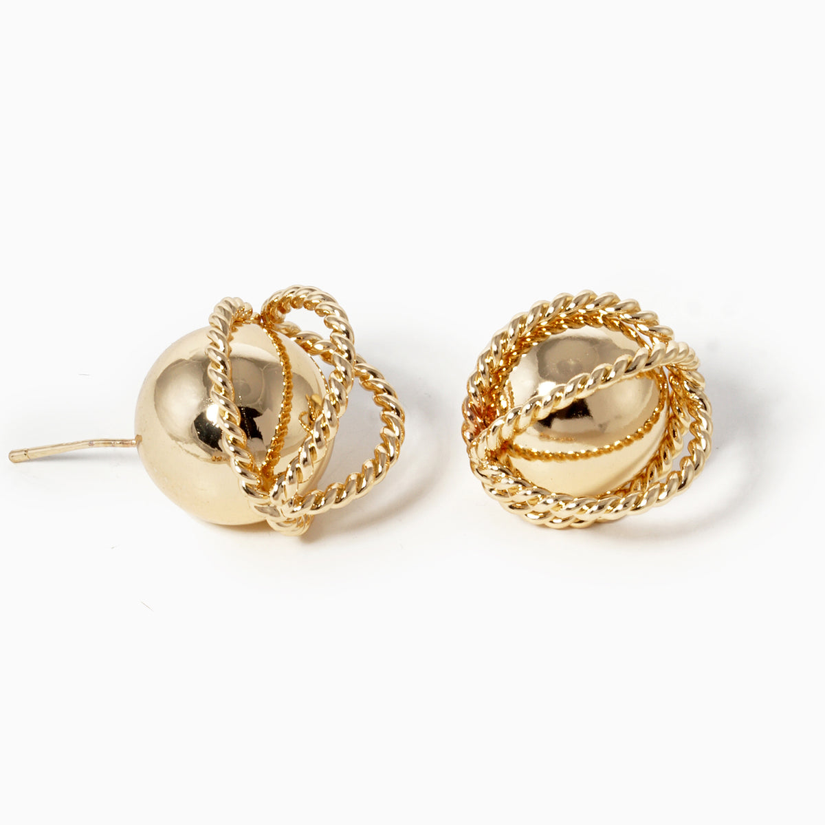 Interwoven Round Stud Earrings | BE333 — BE333-G-1.JPG