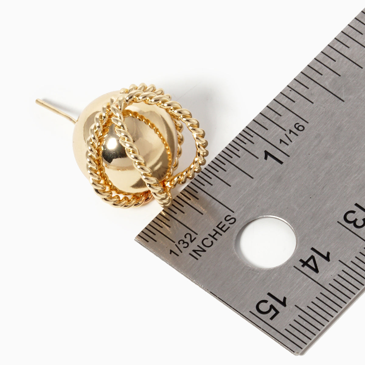 Interwoven Round Stud Earrings | BE333 — BE333-SIZE.JPG