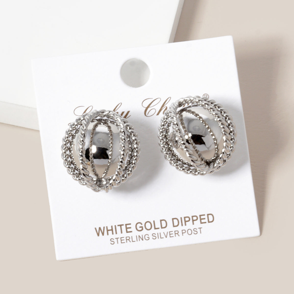 Interwoven Round Stud Earrings | BE333 — BE333R.JPG