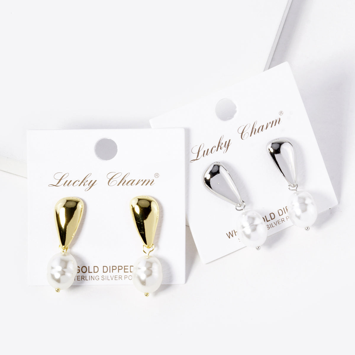 Tapered Drop Earrings with White Accent | BE336 — BE336-GROUP.JPG