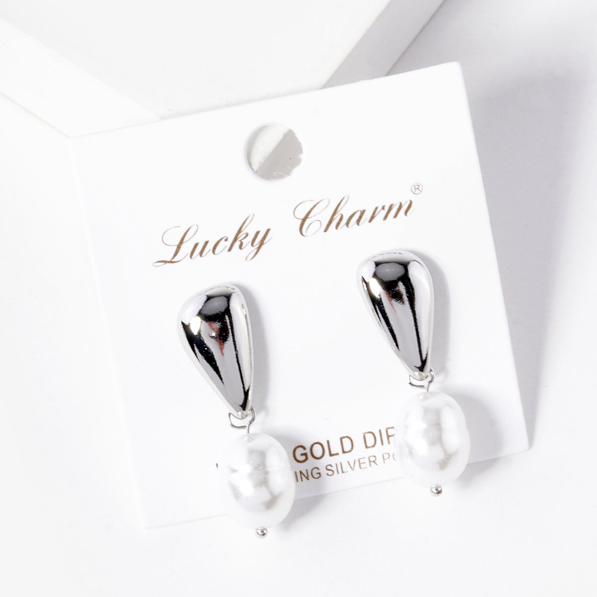 Tapered Drop Earrings with White Accent | BE336 — BE336-RWH.JPG