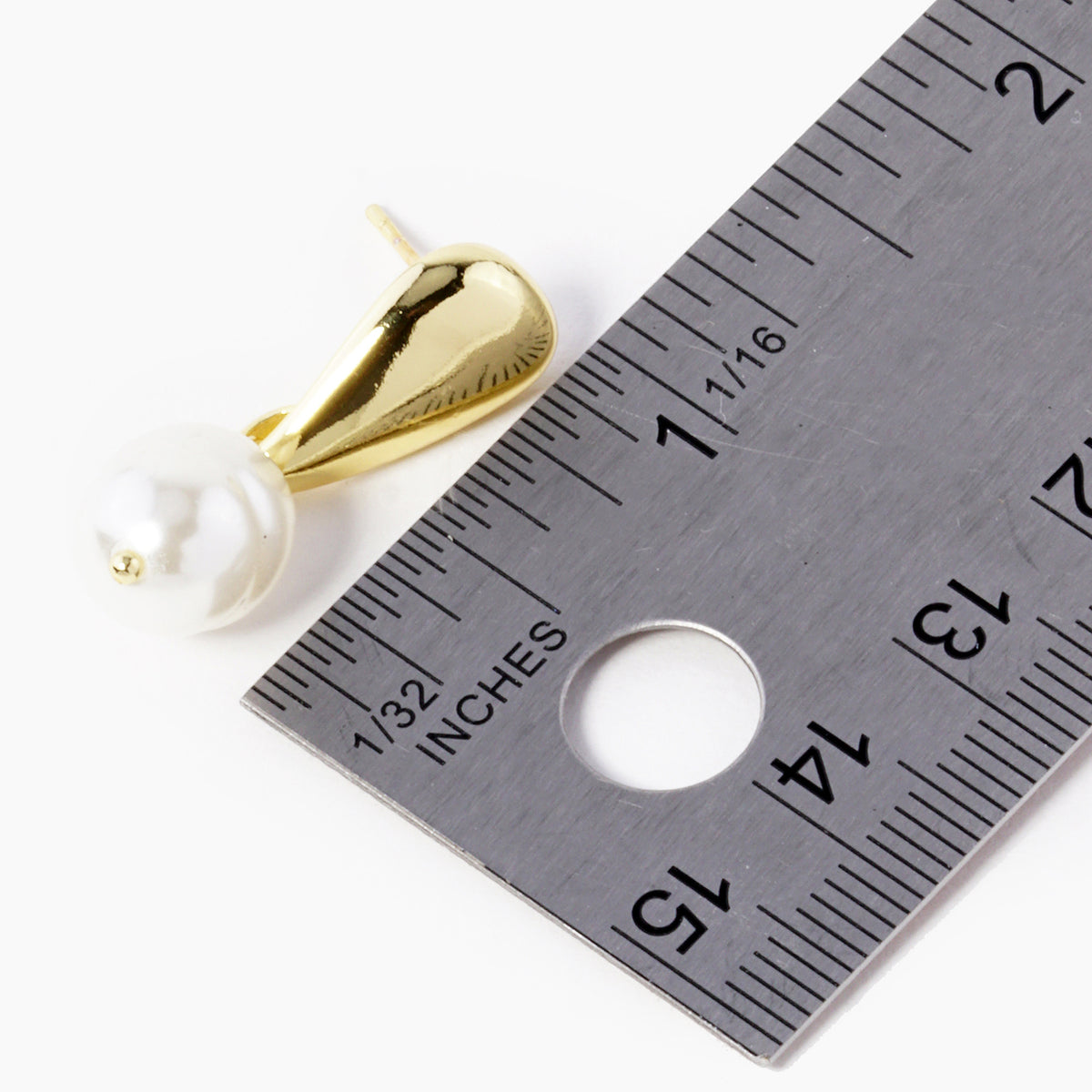 Tapered Drop Earrings with White Accent | BE336 — BE336-SIZE.JPG