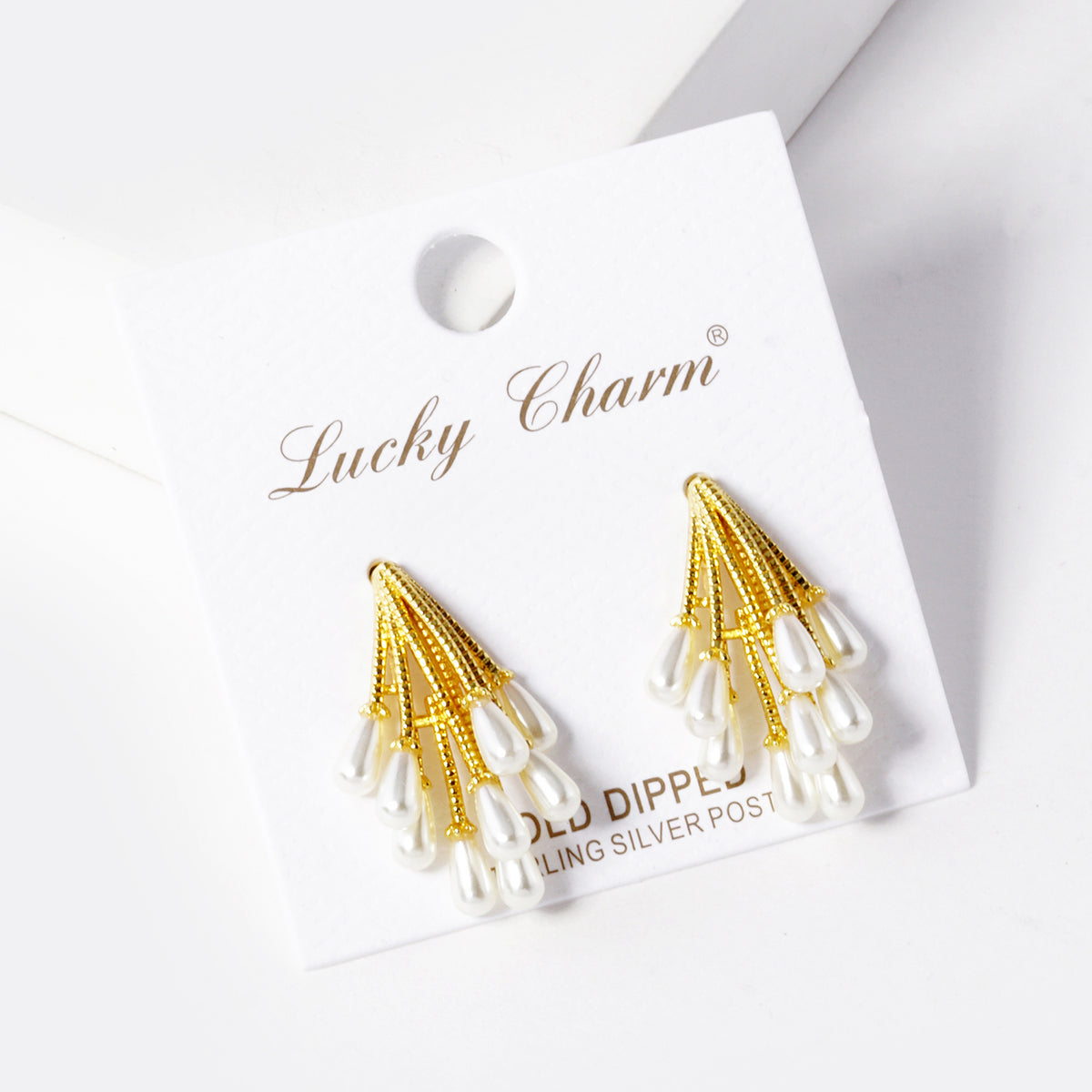 Branching Fringe Earrings with White Tips | BE337 — BE337-GCM.JPG