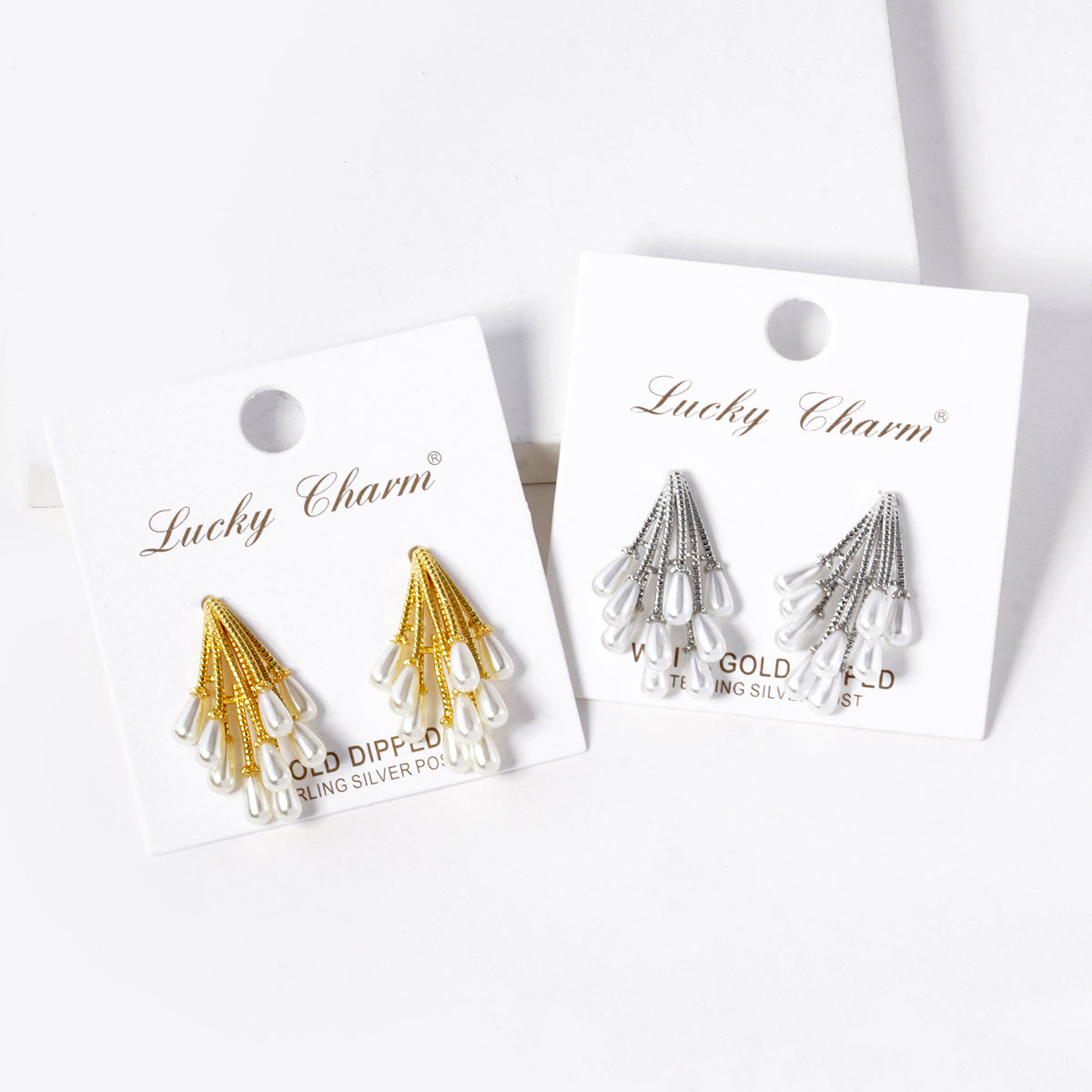 Branching Fringe Earrings with White Tips | BE337 — BE337-GROUP.JPG