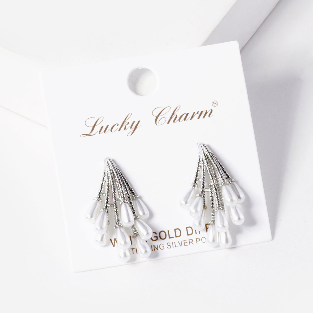 Branching Fringe Earrings with White Tips | BE337 — BE337-RWH.JPG