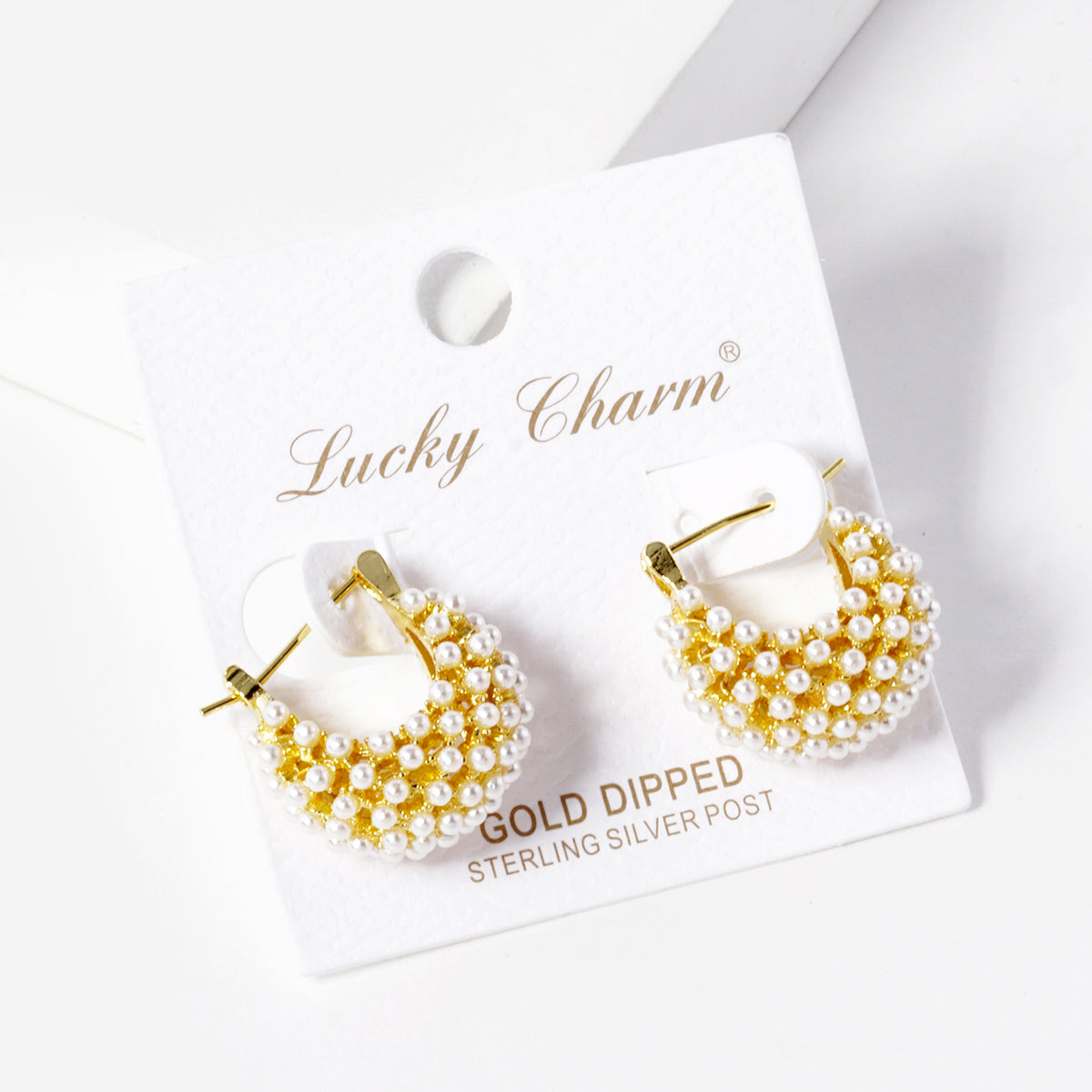 Beaded Curved Hoop Earrings | BE338 — BE338-GCM.JPG