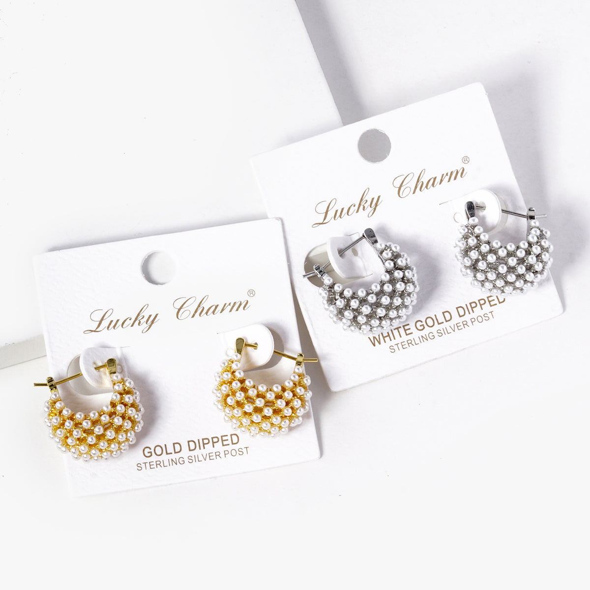 Beaded Curved Hoop Earrings | BE338 — BE338-GROUP.JPG