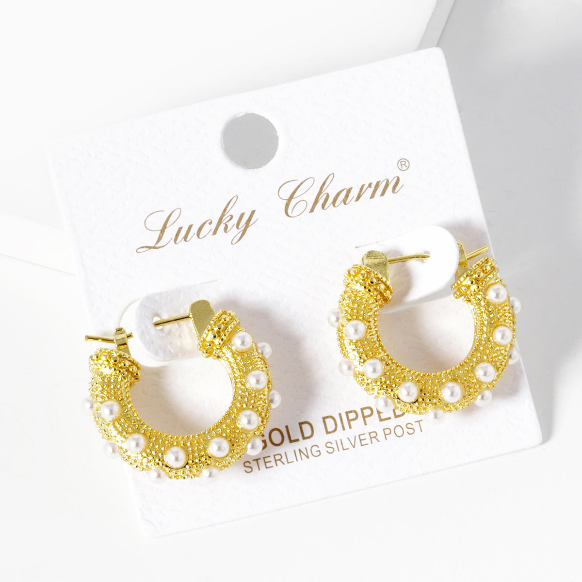 White-Accent Wide Hoop Earrings | BE339 — BE339-GCM.JPG