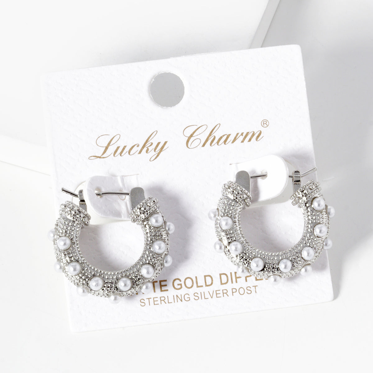 White-Accent Wide Hoop Earrings | BE339 — BE339-RWH.JPG