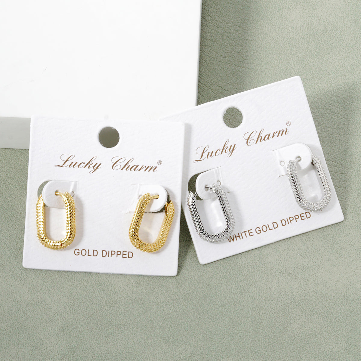 BE340 Textured Rectangular Hoop Earrings - BE340-GROUP.JPG