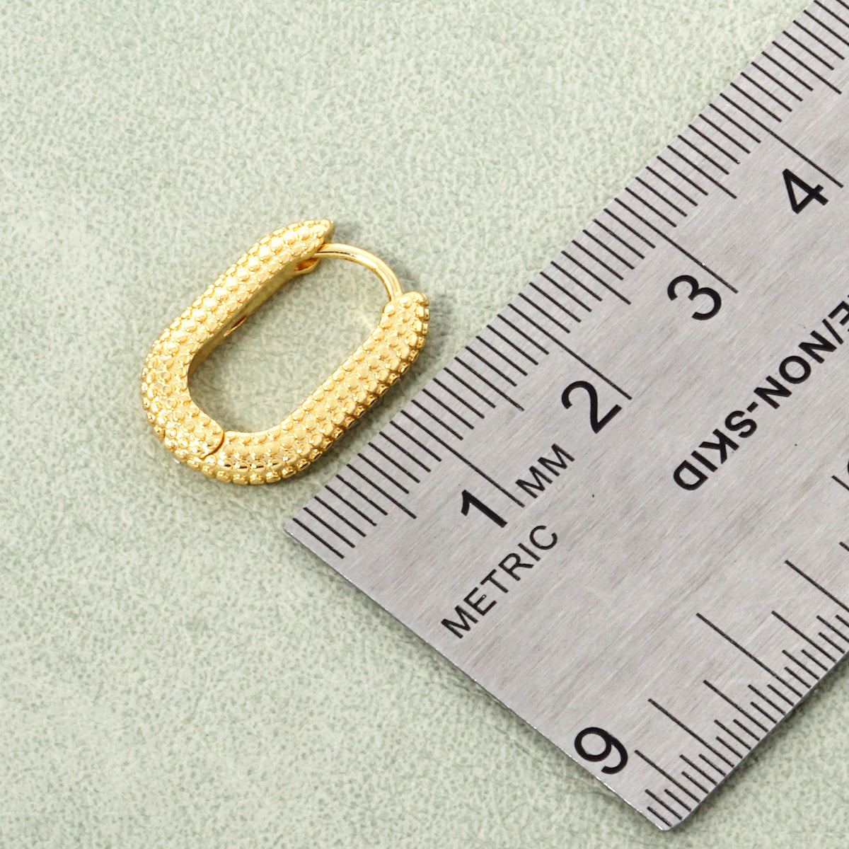 BE340 Textured Rectangular Hoop Earrings - BE340-SIZE.JPG