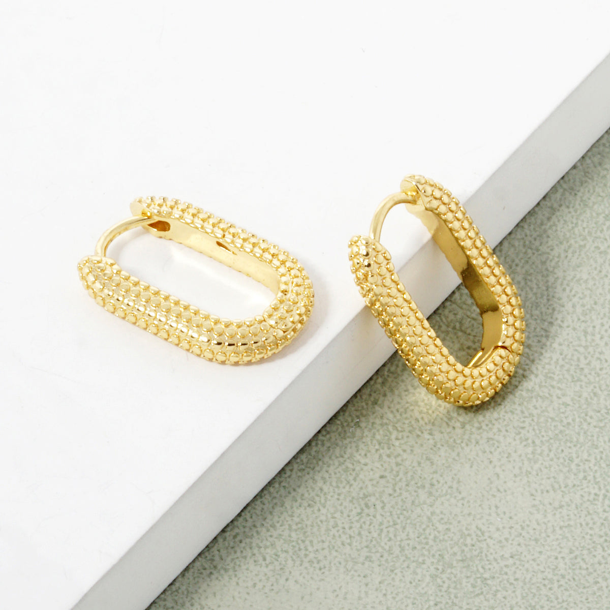 BE340 Textured Rectangular Hoop Earrings - BE340G.jpg