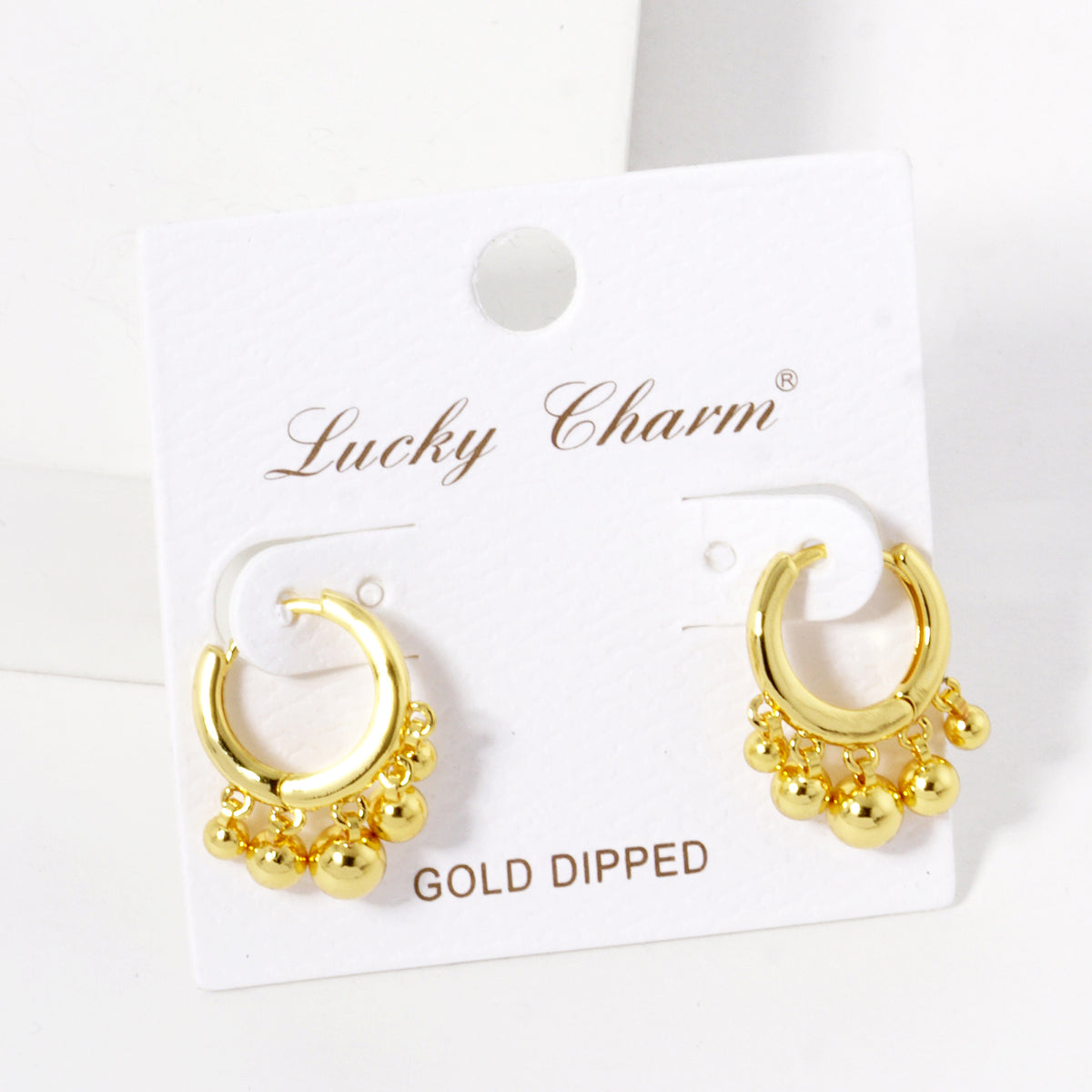 BE342 Ball Charm Huggie Hoop Earrings - BE342-G.JPG