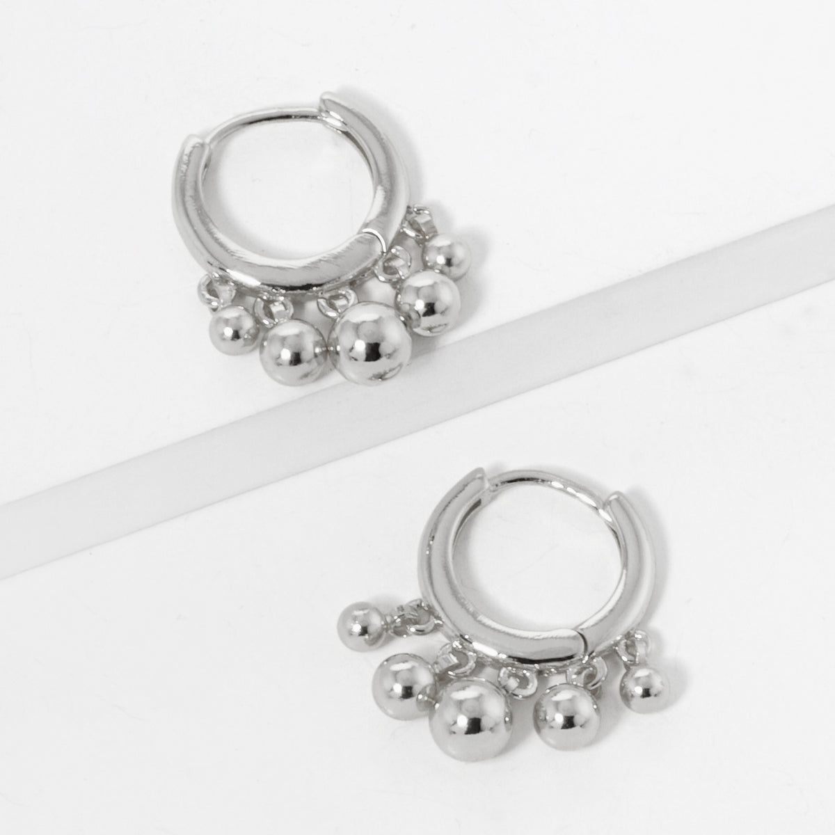 BE342 Ball Charm Huggie Hoop Earrings - BE342R.JPG