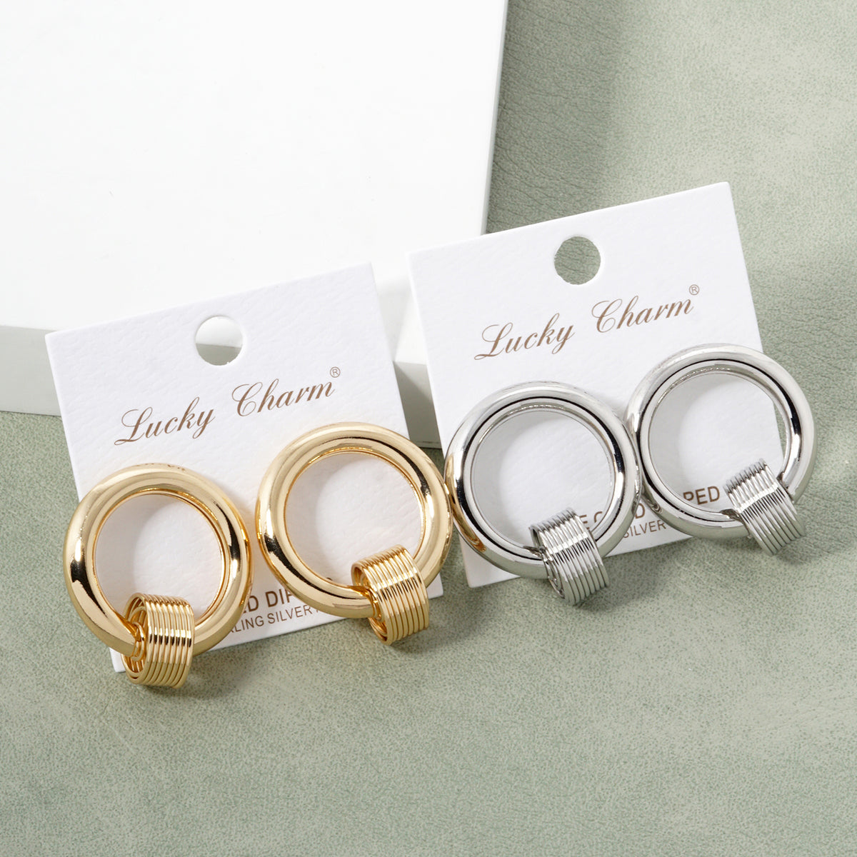 BE347 Coil Accent Circular Stud Earrings - BE347-GROUP.JPG