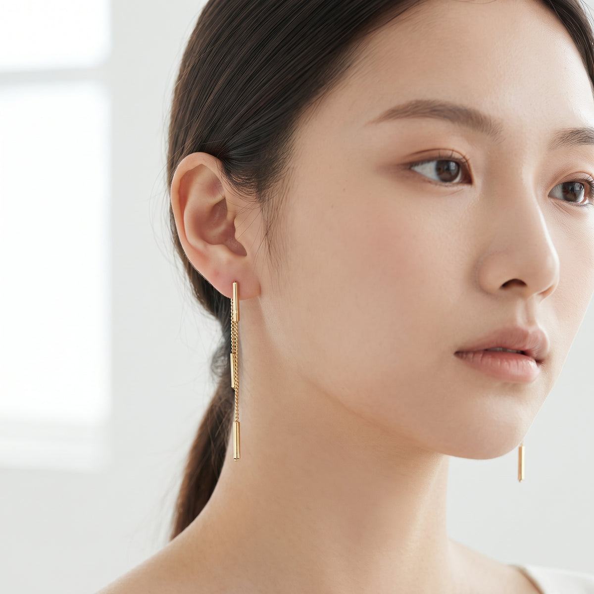 BE349 Long Bar Chain Drop Earrings - BE349-M.jpg