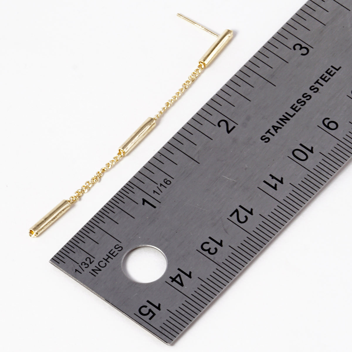 BE349 Long Bar Chain Drop Earrings - BE349-SIZE.JPG