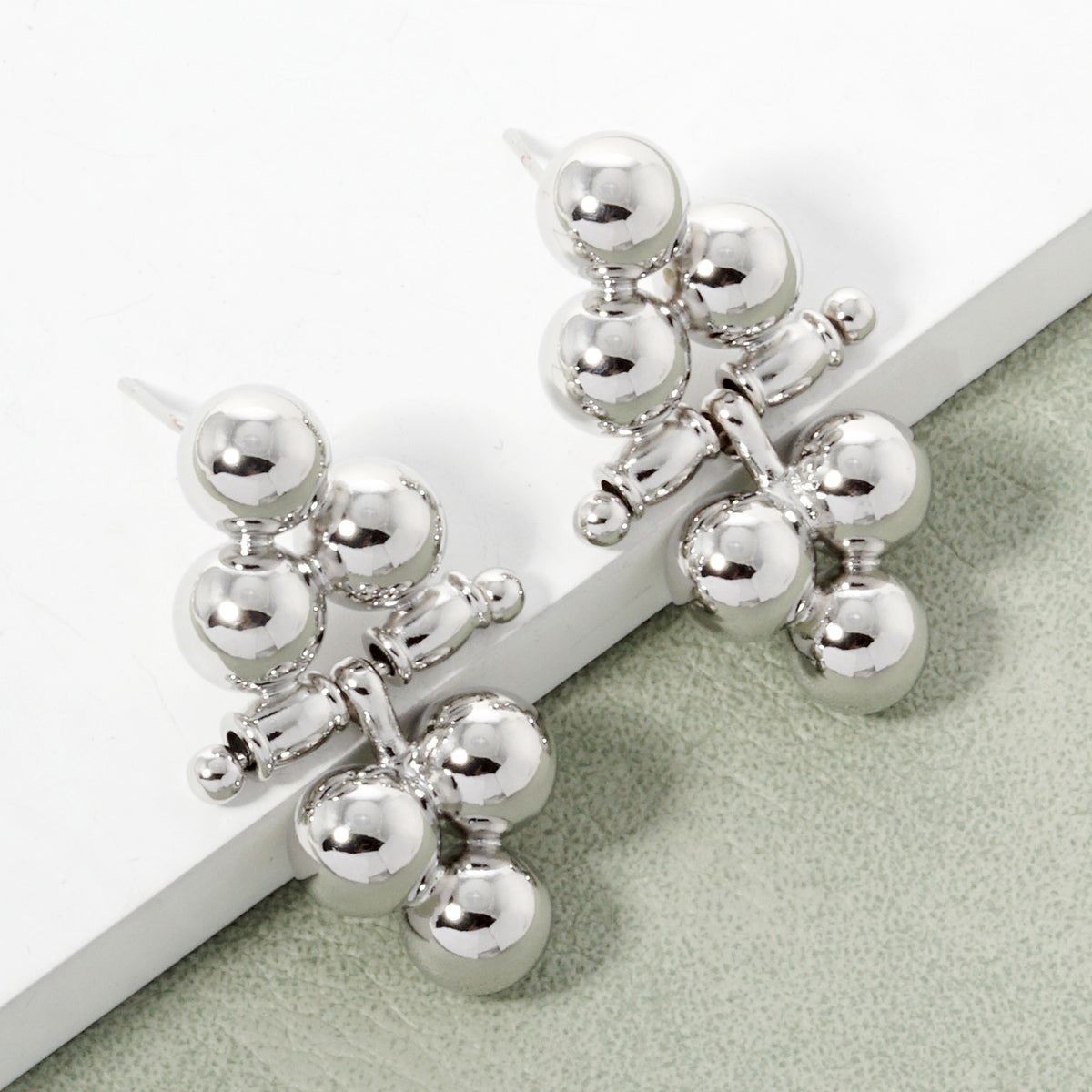 BE350 Ball Cluster Drop Earrings BE350R.JPG