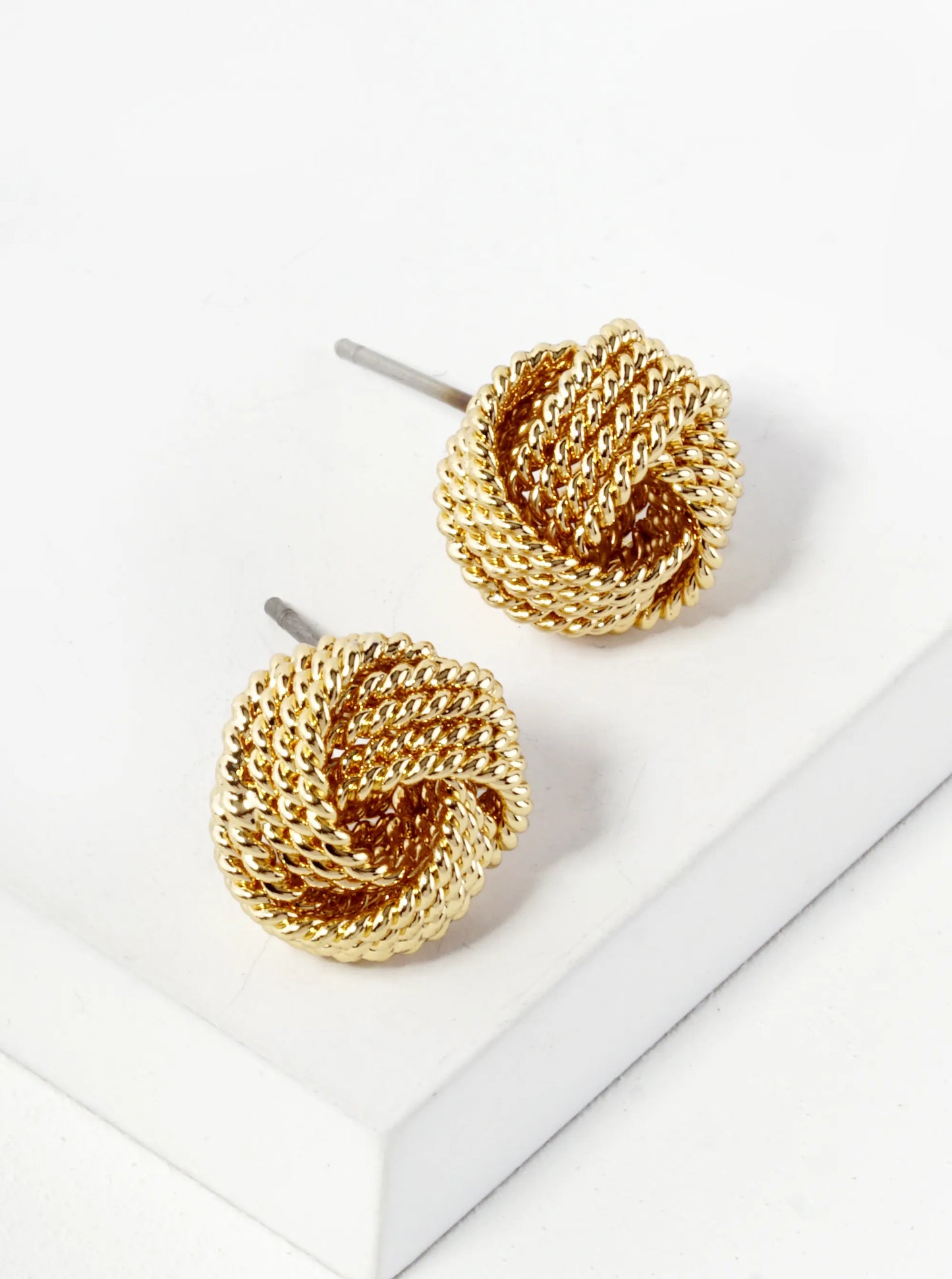 Ball Textured Metal 12mm Love Knot Stud Earrings