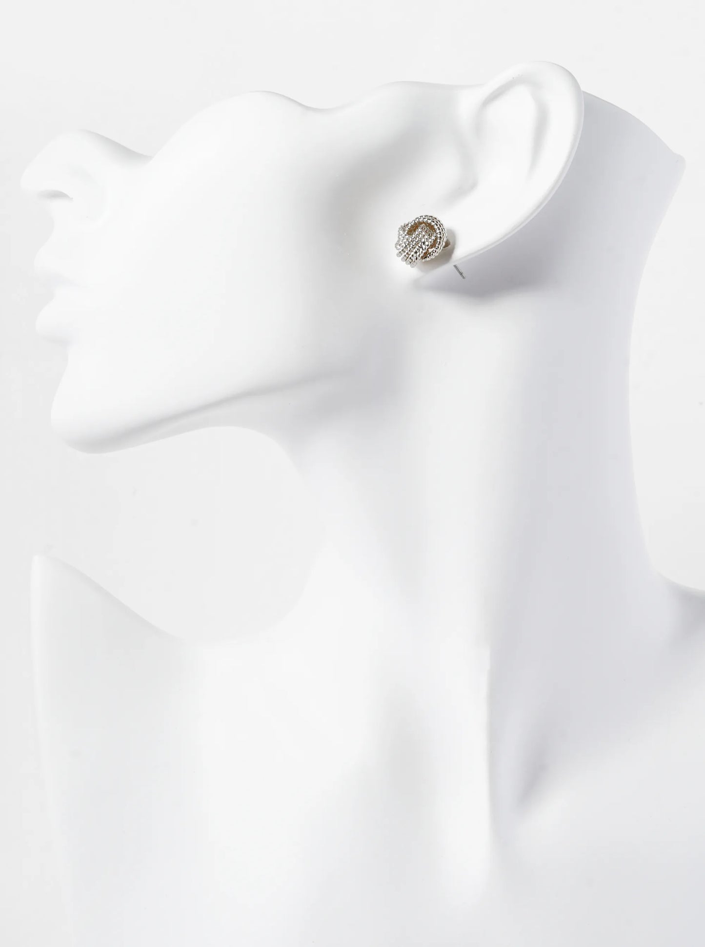 Ball Textured Metal 12mm Love Knot Stud Earrings