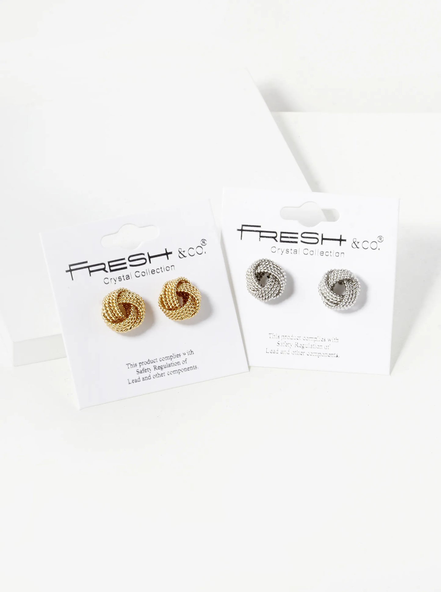 Ball Textured Metal 12mm Love Knot Stud Earrings