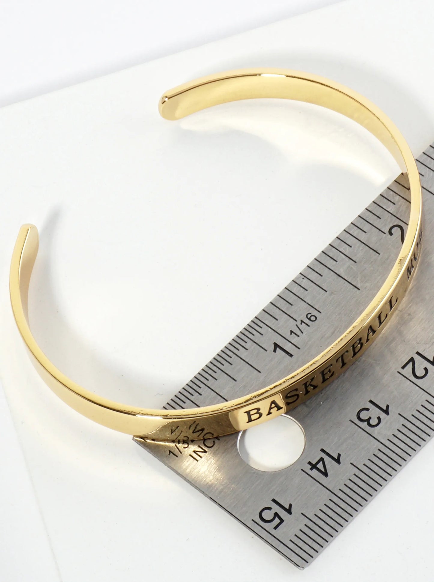 Basketball Mom Engraved 18K Gold Dipped Open Cuff Bangle Bracelet