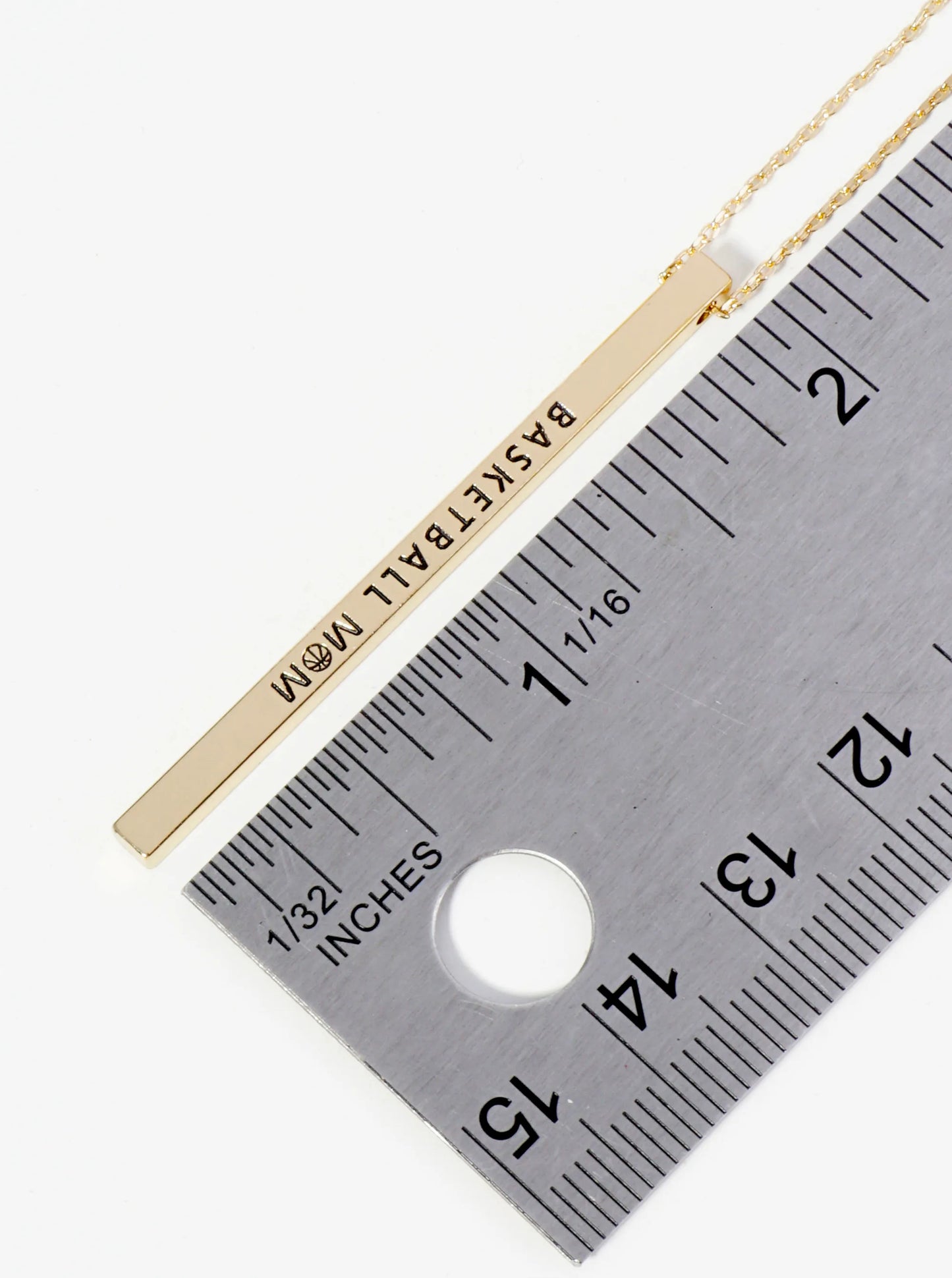 Basketball Mom Engraved Vertical Bar Pendant Inspirational Necklace