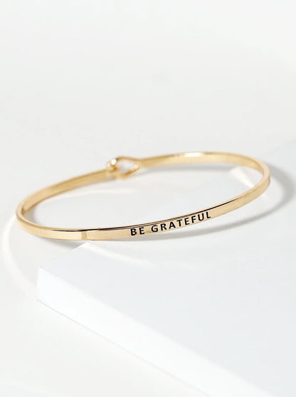 Be Grateful Engraved Inspirational Bangle Bracelet