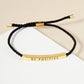 Be Positive Engraved 18K Gold Dipped Curved Brass Tube Bar Adjustable Pull Tie Bracelet