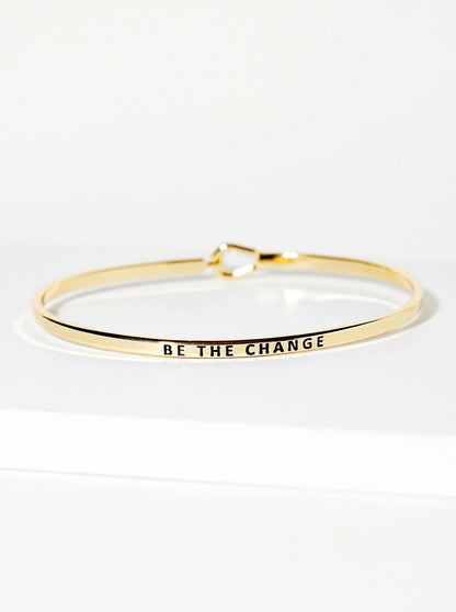 Be The Change Engraved Inspirational Bangle Bracelet