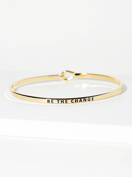 Be The Change Engraved Inspirational Bangle Bracelet