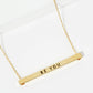 Be You Engraved 18K Gold Dipped Horizontal Brass Bar Pendant Inspirational Necklace