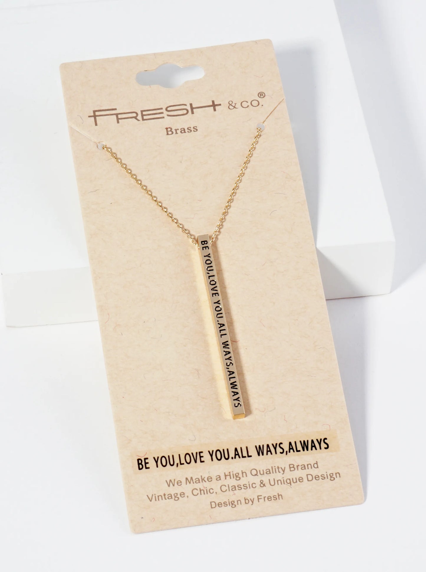 Be You Love You All Ways Always Engraved Vertical Bar Pendant Inspirational Necklace