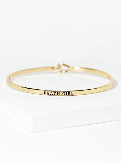 Beach Girl Engraved Inspirational Bangle Bracelet