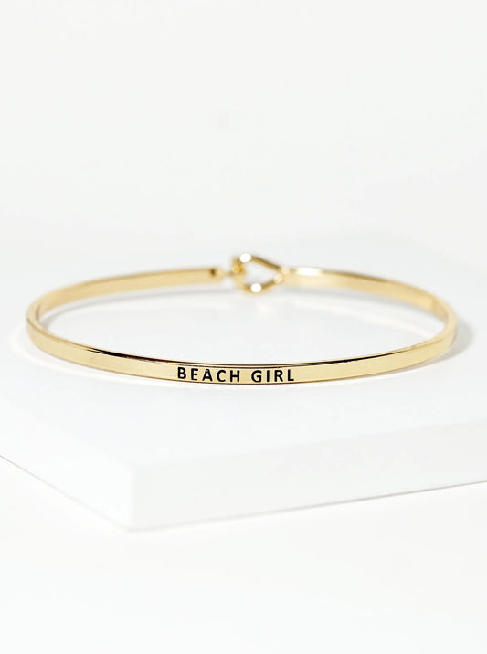 Beach Girl Engraved Inspirational Bangle Bracelet