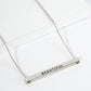 Beautiful Engraved 18K Gold Dipped Horizontal Brass Bar Pendant Inspirational Necklace
