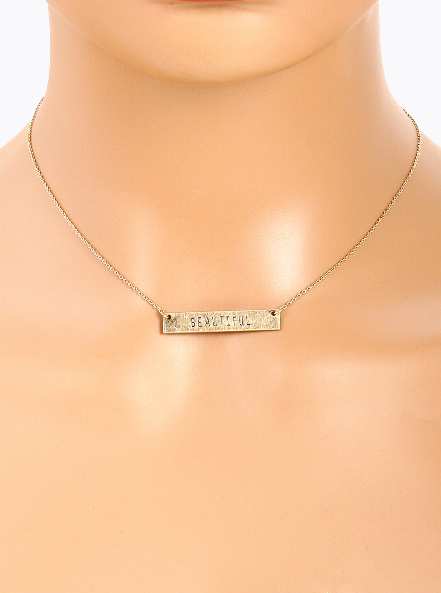 Beautiful Engraved Horizontal Bar Pendant Necklace