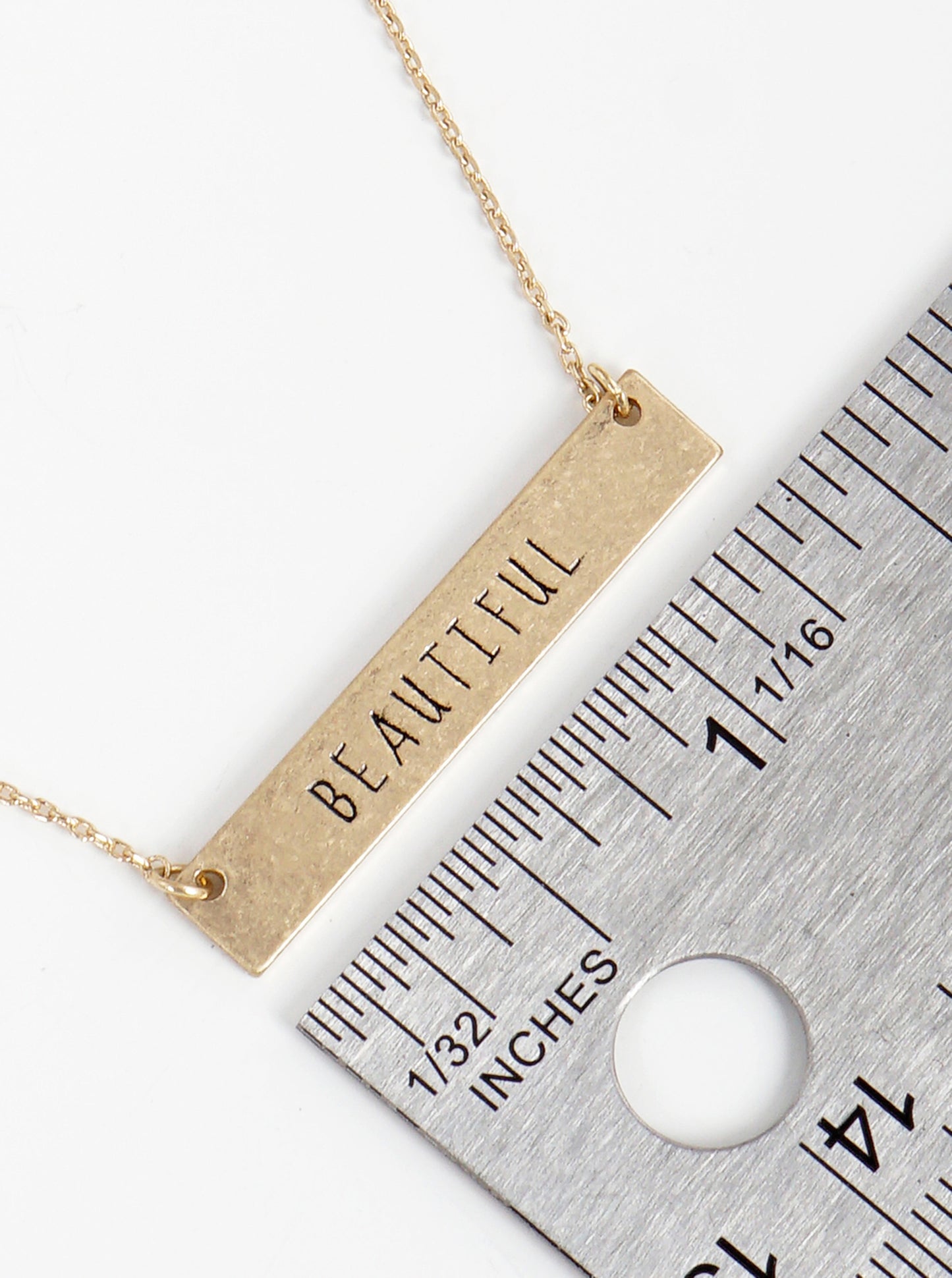 Beautiful Engraved Horizontal Bar Pendant Necklace