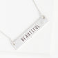 Beautiful Engraved Horizontal Bar Pendant Necklace