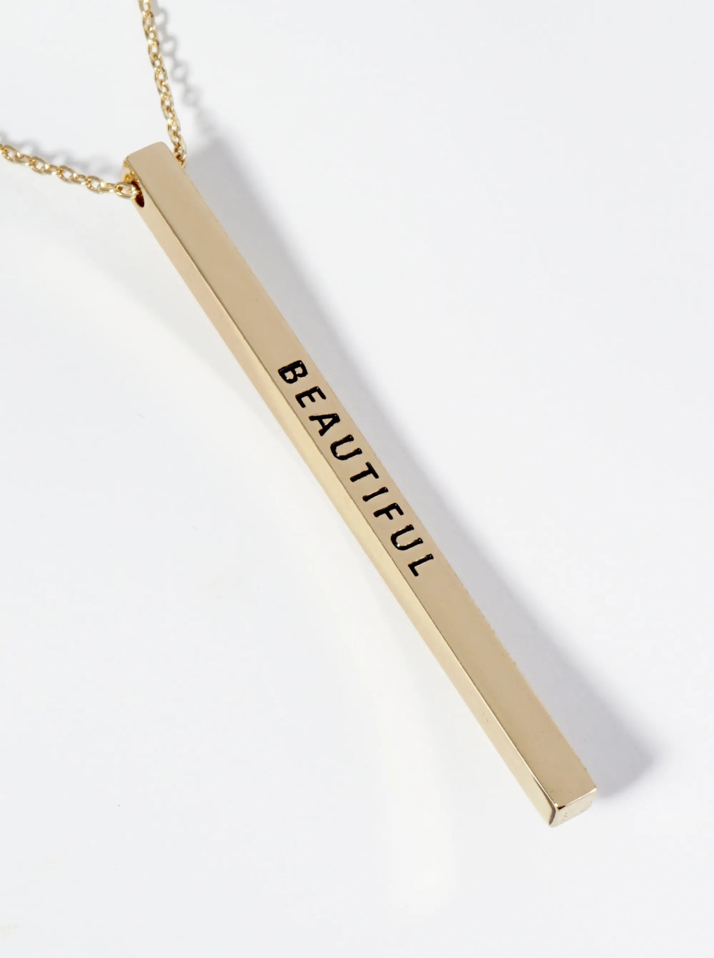 Beautiful Engraved Vertical Bar Pendant Inspirational Necklace