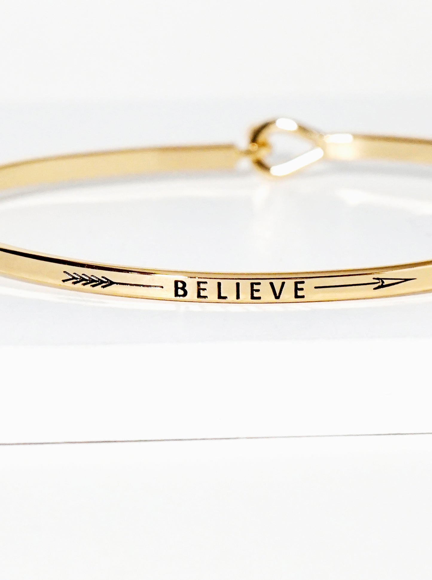 Believe Arrow Engraved Inspirational Bangle Bracelet