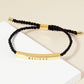 Believe Engraved 18K Gold Dipped Curved Brass Tube Bar Adjustable Pull Tie Bracelet