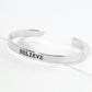 Believe Engraved 18K Gold Dipped Open Cuff Bangle Bracelet