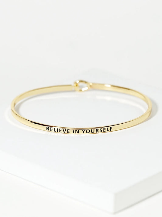Believe In Yourself Engraved Inspirational Bangle Bracelet