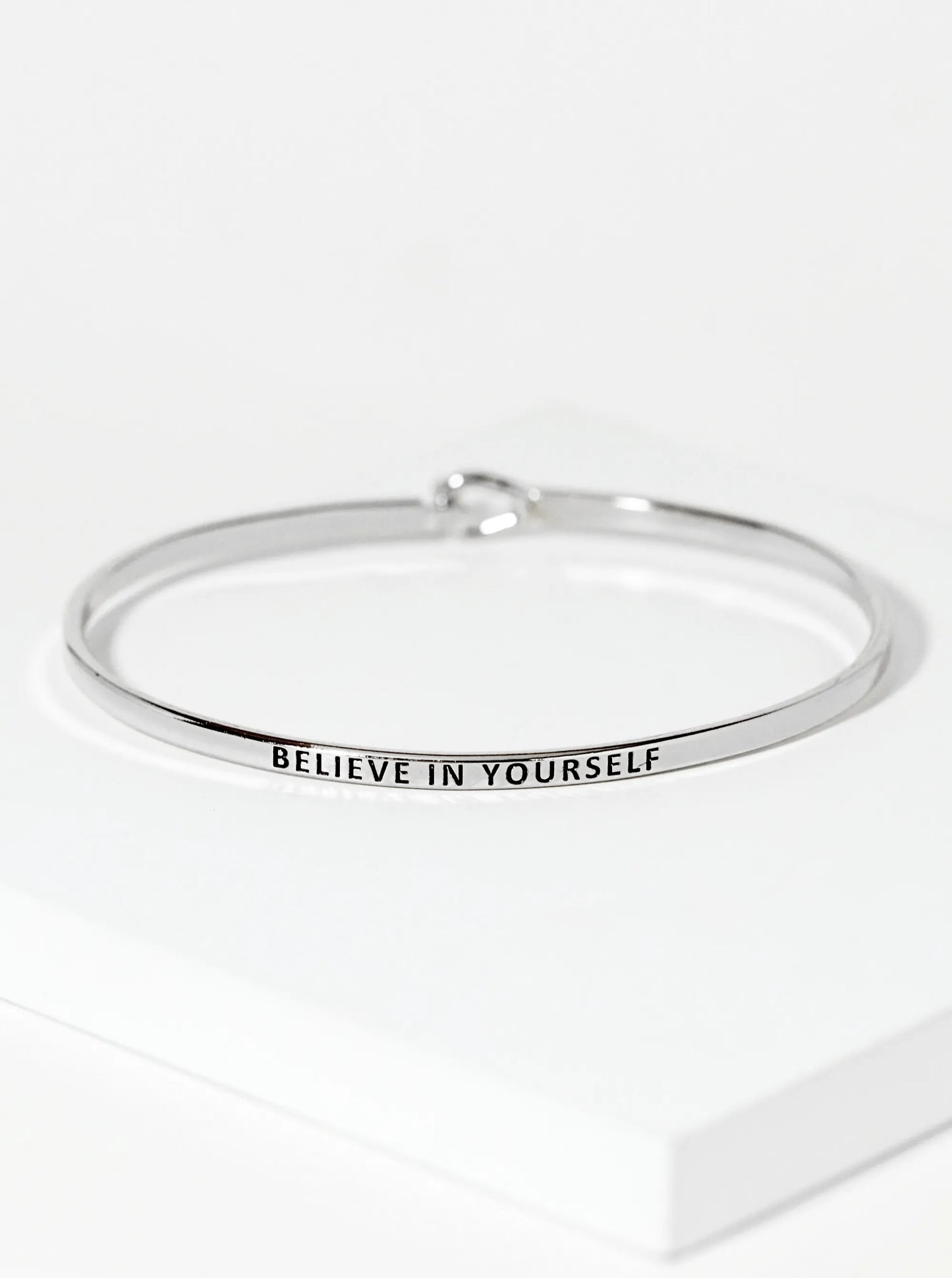 Believe In Yourself Engraved Inspirational Bangle Bracelet