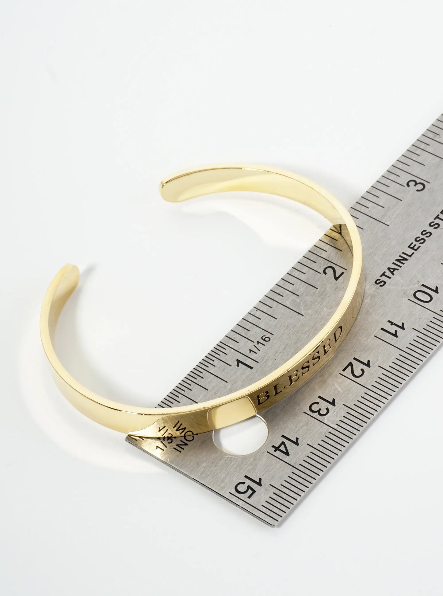 Blessed Engraved 18K Gold Dipped Open Cuff Bangle Bracelet