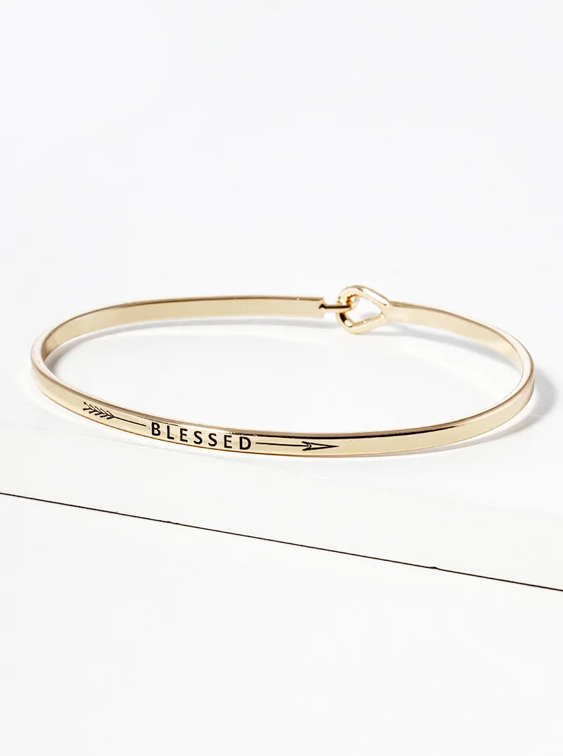 Blessed Engraved Inspirational Bangle Bracelet