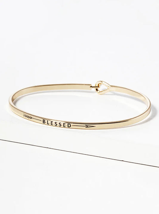 Blessed Engraved Inspirational Bangle Bracelet
